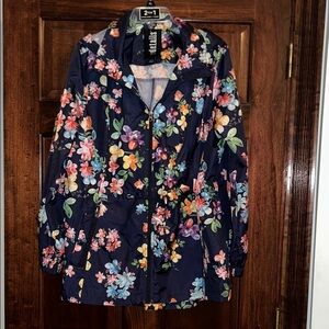 Details Navy Floral Utility Jacket with Drawstring Waist